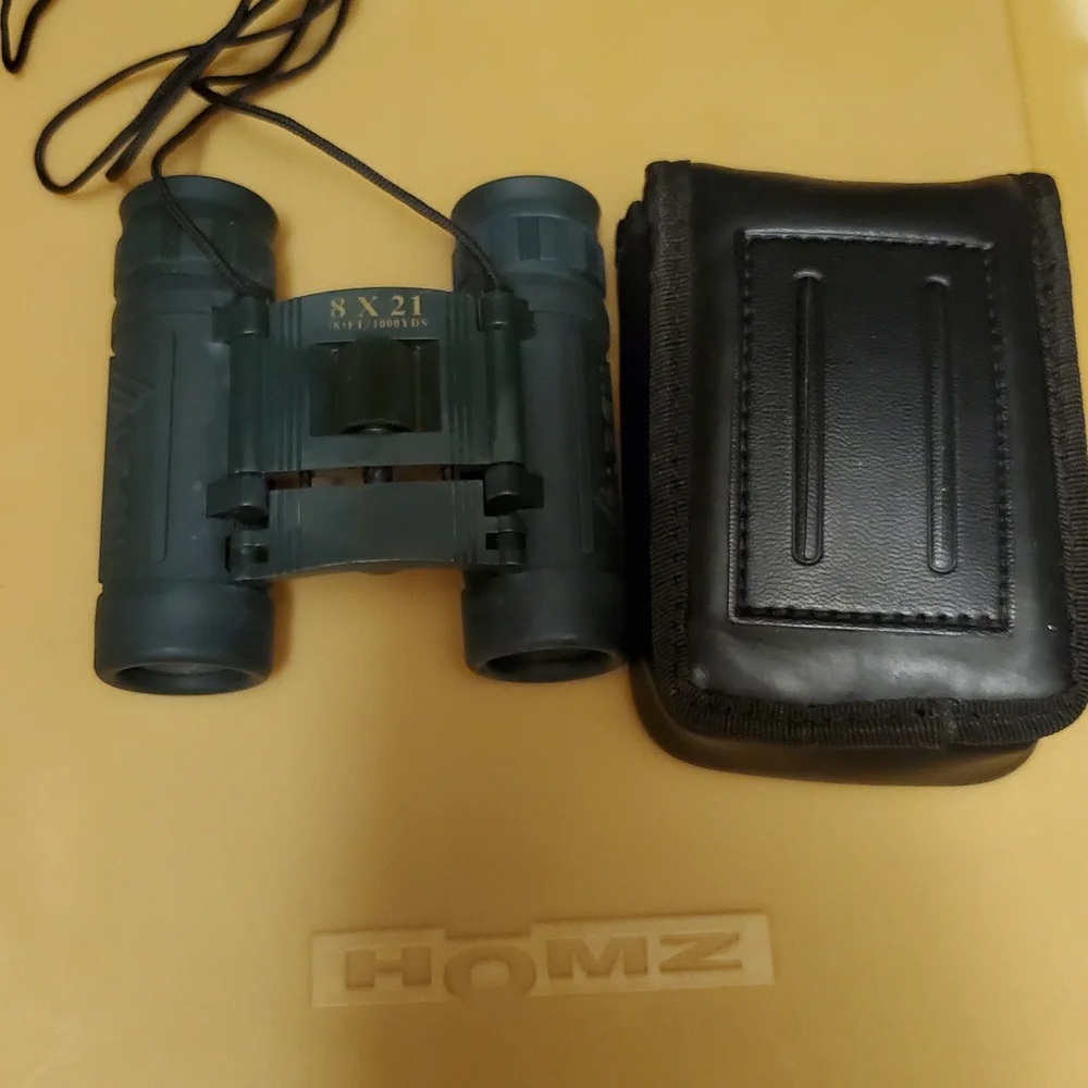 8x21 Green Binoculars with Case